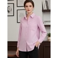 thumbnail image 4 of Women's Long Sleeve Button Down Shirt, Classic Collared Pocket Blouse, Loose Versatile Commute Top, Casual Office Women, 4 of 9