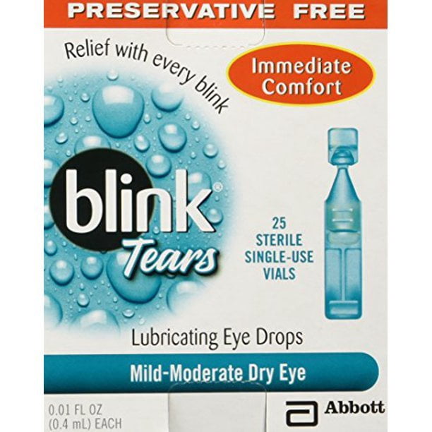 Blink Tears Sterile Lubricating Eye Drops, Preservative Free, 25ct, 2-Pack