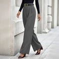 thumbnail image 4 of VEKDONE Womens Dress Pants High Waisted Pleated Wide Leg Slacks Summer Solid Color Flowy Business Work Long Pants Trendy Suit Pants with Pockets Dark Gray XL, 4 of 6