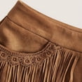 thumbnail image 4 of Women's Western Rodeo Fringe Suede Shorts Vintage Low Rise Mini Shorts Brown XXL, 4 of 7