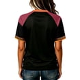 thumbnail image 4 of Domzest Women's USA Pumpkin Soccer Jersey Halloween Elements Raglan V Neck Shirts Color Block Short Sleeve Tee Soccer Viewing, Outdoor & Halloween Gatherings Red S, 4 of 5