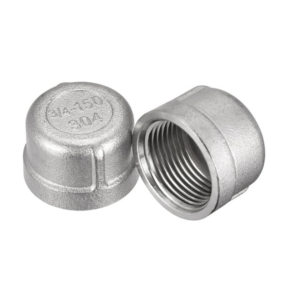 Unique Bargains 3/4 NPT Female Threaded Stainless Steel 304 Pipe Cap 2 Count