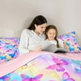 thumbnail image 5 of Manfei Kids Children Flying Butterflies 3 Pieces Queen Comforter Set,Dreamy Princess Ultra Soft Bedding Sets,Abstract Gradient Bedding Comforter Set Breathable,Ultra Soft Home Decor,Reversible, 5 of 8
