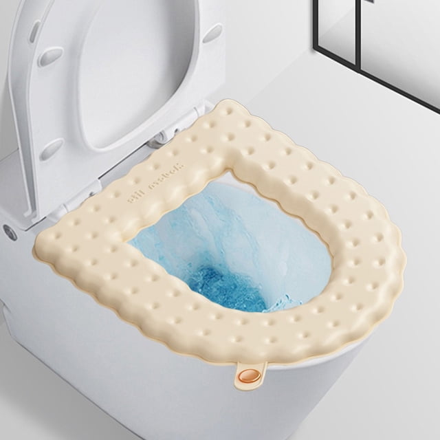 Cojín de asiento de inodoro para uso doméstico, funda de asiento de inodoro de plástico, lavable para verano, forma de O, 2 ml