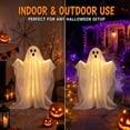 thumbnail image 4 of Halloween 39.4 Inch Light Up Ghost Outdoor Decoration DIY Kit, LED Stripe Standing Decor Spooky White Ghost Display for Halloween Party Covered Porch Gate Fireplace Ghost House, 4 of 8