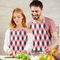 thumbnail image 3 of Pink and Black Argyle Pattern Apron-Garden Aprons for Women with Pockets-Cotton Linen Waterproof Kitchen Cooking Gardening Aprons Adjustable for Kitchen,Cooking,BBQ and Salon 33x27 Inch, 3 of 7