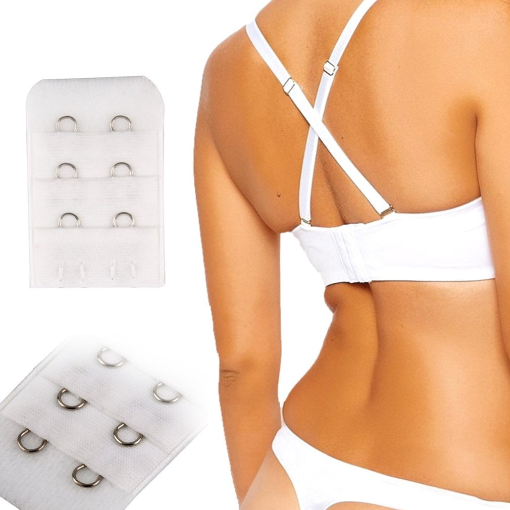 Women Bra Strap Lengthened Buckle Alloy Buckle 2 Hooks 3 Rows Extender Buckle Black