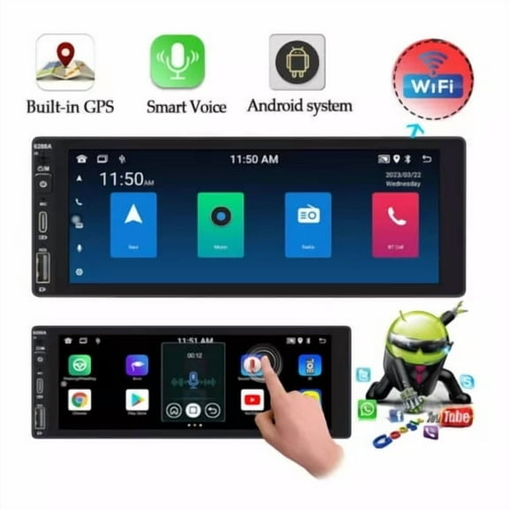 6.9'' Car Auto Player  IPS Function Mirror Screen Bluetooth WIFI Android Single DIN AI Carplay Link 1 Din Multimedia 2 32G Voice Wireless