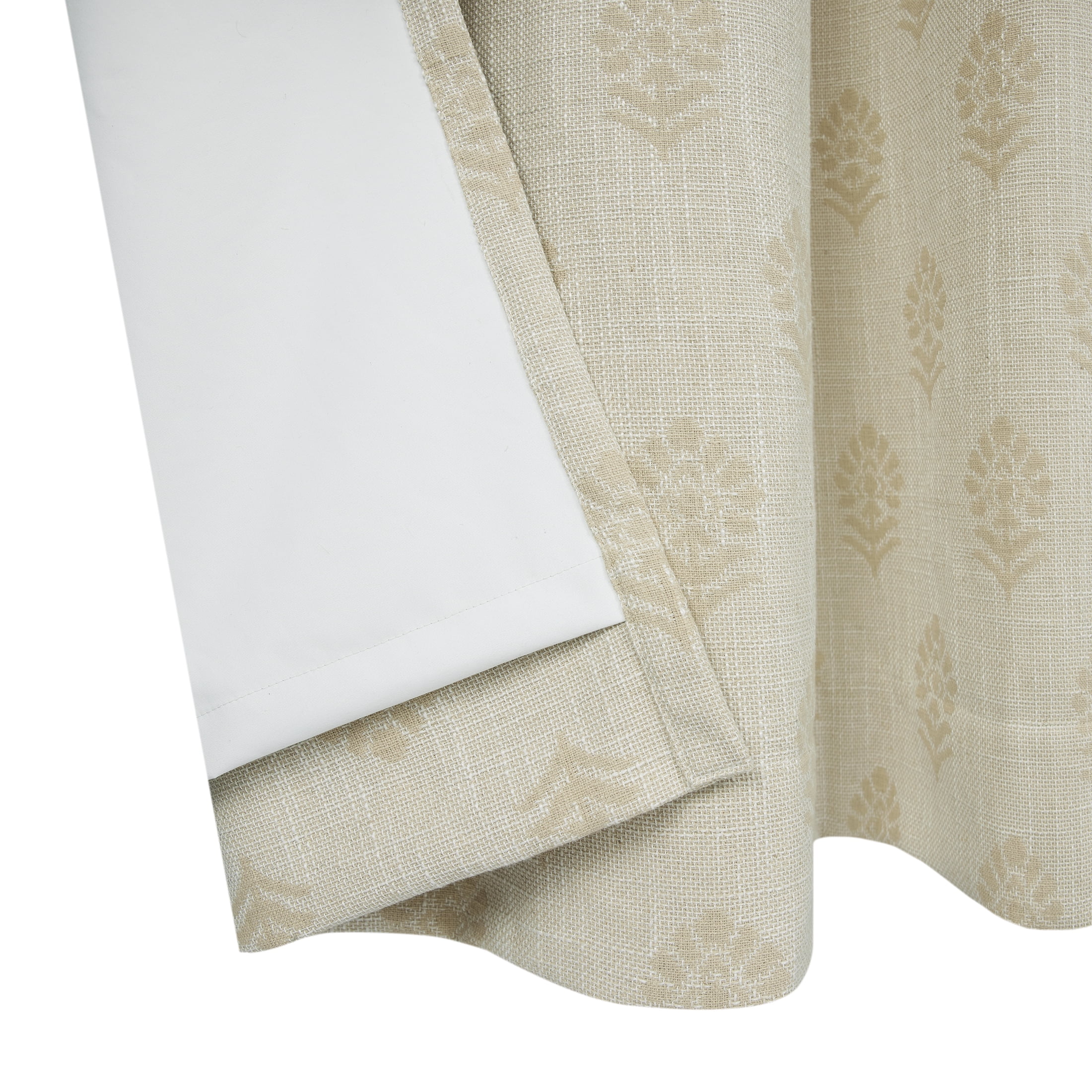 Better Homes & Gardens Floral Block Print Blackout Single Curtain Panel, Beige, 50"W x 84"L