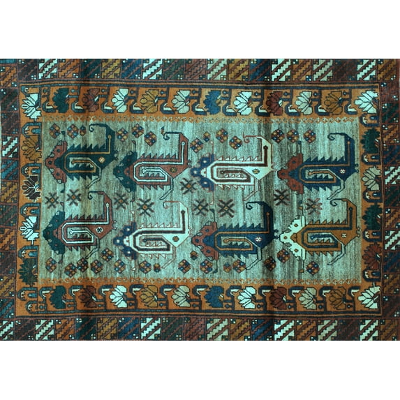 Ahgly Company Indoor Rectangle Persian Light Blue Traditional Area Rugs, 8' x 10'