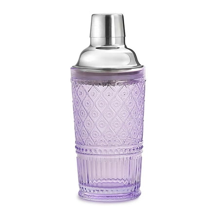 Godinger Cocktail Shaker, Martini Shaker, Glass Cocktail Shaker, Vintage Decor - 17oz, Claro Collection, Lavender