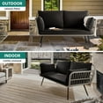 thumbnail image 4 of DEXTRUS Patio Loveseat Sofa, All-Weather Wicker Rattan 2 Seater Sofa with Black Cushions & Lumbar Pillows, Outdoor Patio Furniture Set, 4 of 8