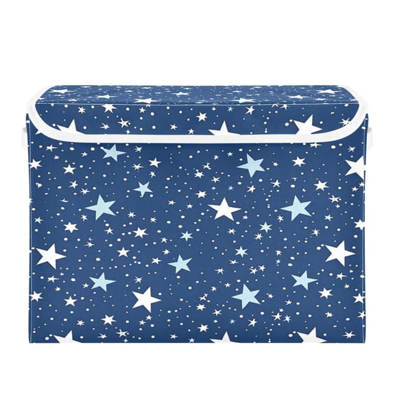 Storage Box With Lid 16.5x12.6x11.8In Foldable Stacked Household Storage Box White Star