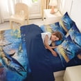 thumbnail image 4 of Feelyou Splash Pike Fish Wildlife Bedding Comforter Set for Men Adults, Rustic Farmhouse Landscape Full Bedding Set, Blue Gold, Blue Reversible, 7-Piece, 4 of 7