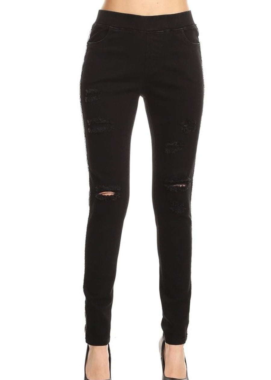 ModaXpressOnline - Womens Skinny Jeans High Waisted Pull On Ripped ...