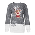 thumbnail image 4 of Mode Femme Col Rond Manches Longues Noël Hauts Blouse Pull Chandail en Molleton, 4 of 5