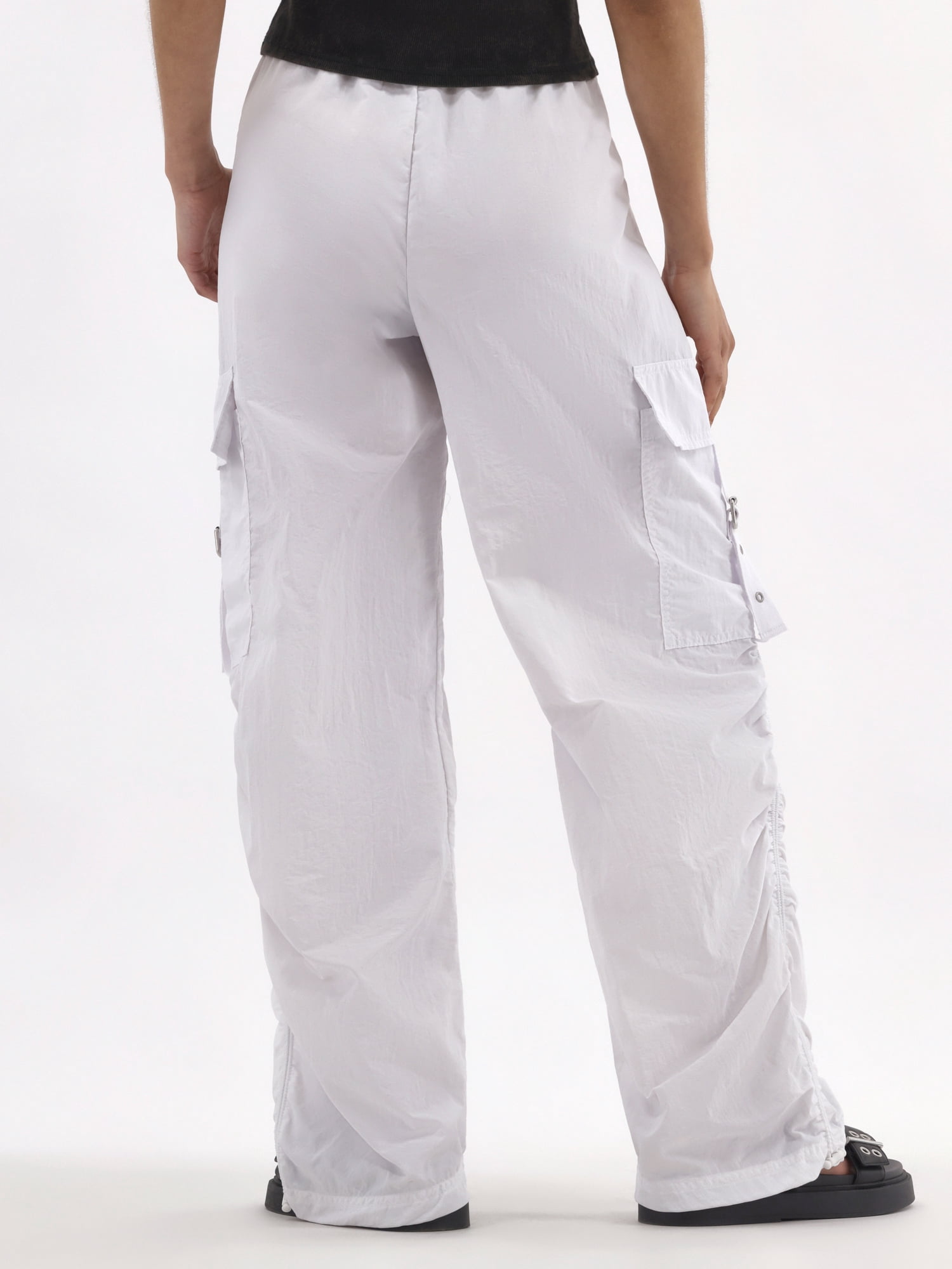 No Boundaries Ruched Cargo Parachute Pants, Women's