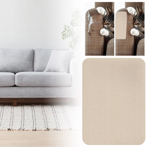 HmNPlay Self-Adhesive Linen Fabric Repair Patch for Sofa Couch Furniture, Beige 8''x11'' No-Iron Tear Hole Quick Fix