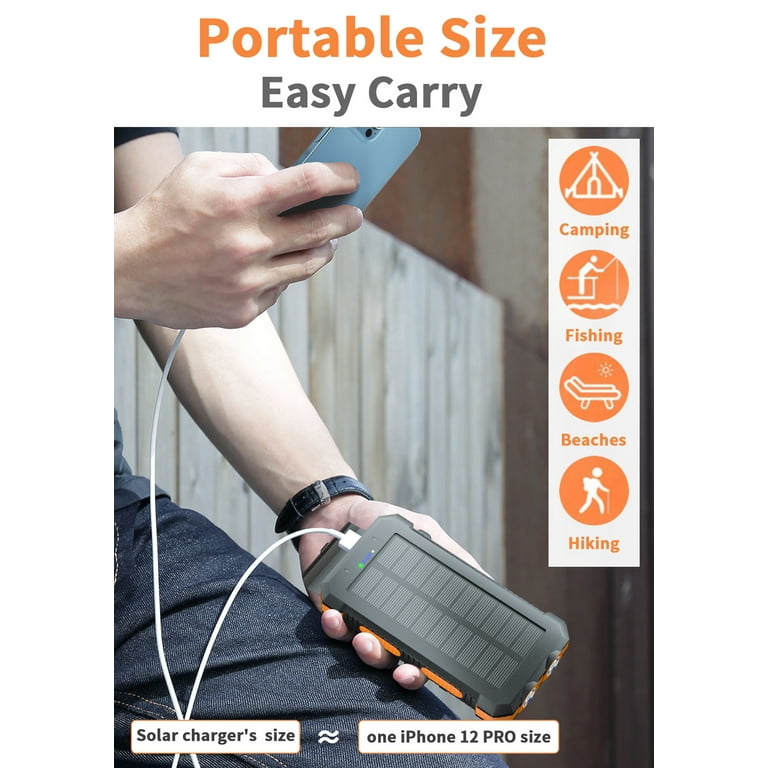Portable Charger Power Bank - 30000mAh Solar Charger 2 USB Ports High-Speed  Panel External Battery Pack for iPhone Android and More 