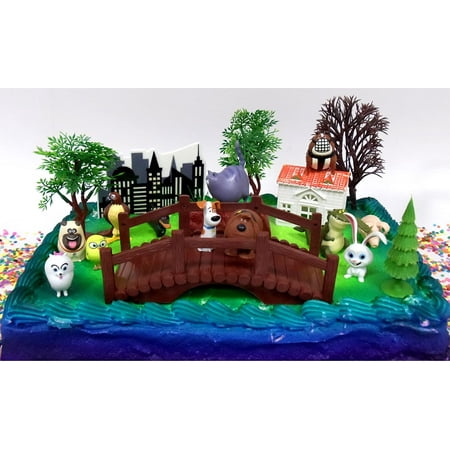 Cake Toppers Secret Life of Pets Birthday Set Featuring Character Figures and Decorative Accessories