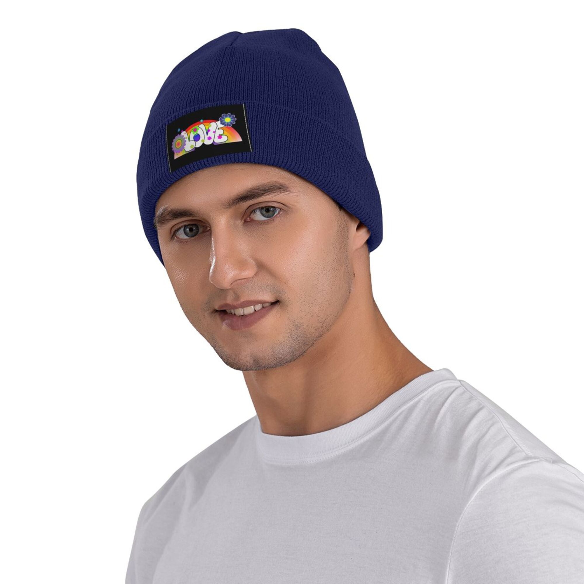 ZICANCN Love Flowers Rainbow Knit Beanie Hat, Winter Cap