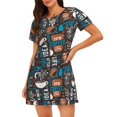 thumbnail image 4 of Salouo Coffee Lover Print Print Short Sleeve Sleepshirt for Womens Comfy Nightgown Scoopneck Cute Nightdress Ruffle -3X-Large, 4 of 7