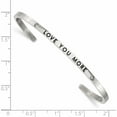 thumbnail image 3 of Stainless Steel Polished Enamel/Crystal Love You More 3mm Cuff Bangle Made In China -Jewelry By Sweet Pea, 3 of 3