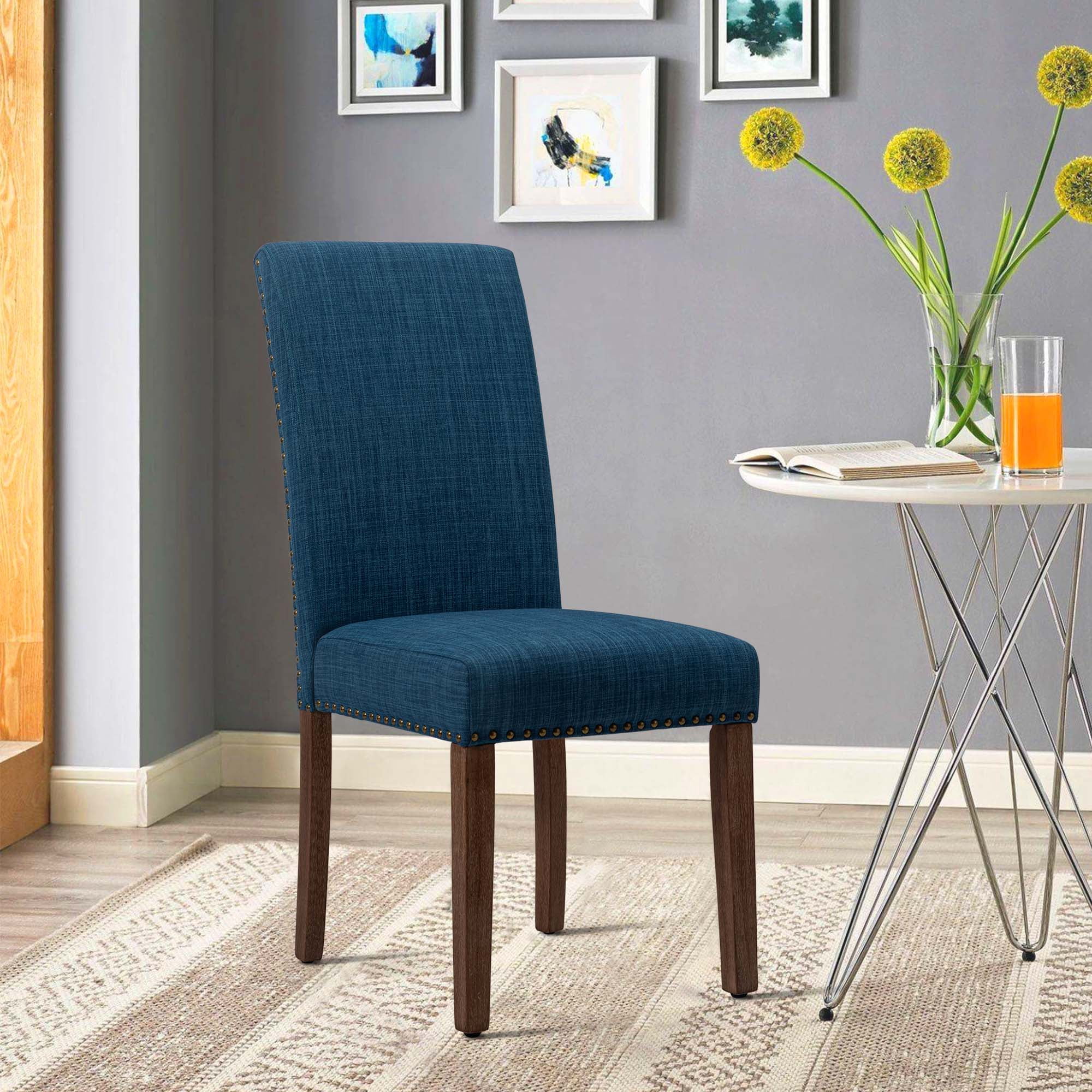 Dining Chairs Set of 2 Fabric Dining Chairs with Nailhead,Blue