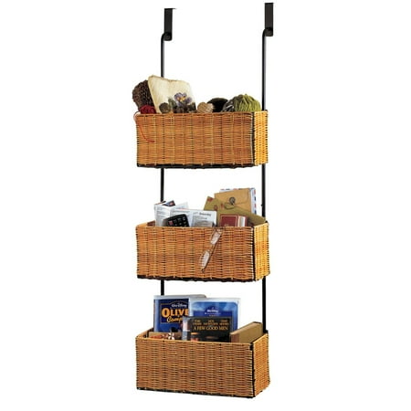 Collections Etc Over The Door Rack With 3 Baskets Brown Walmart Com
