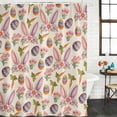 thumbnail image 2 of Easter Shower Curtain, Waterproof Shower Curtains for Bathroom, Country Floral Wreath Rabbit Ears Eggs Carrots Washable Fabric Bathtub Curtain Set Bath Decor with 12 Hooks Standard 72"x72", 2 of 8