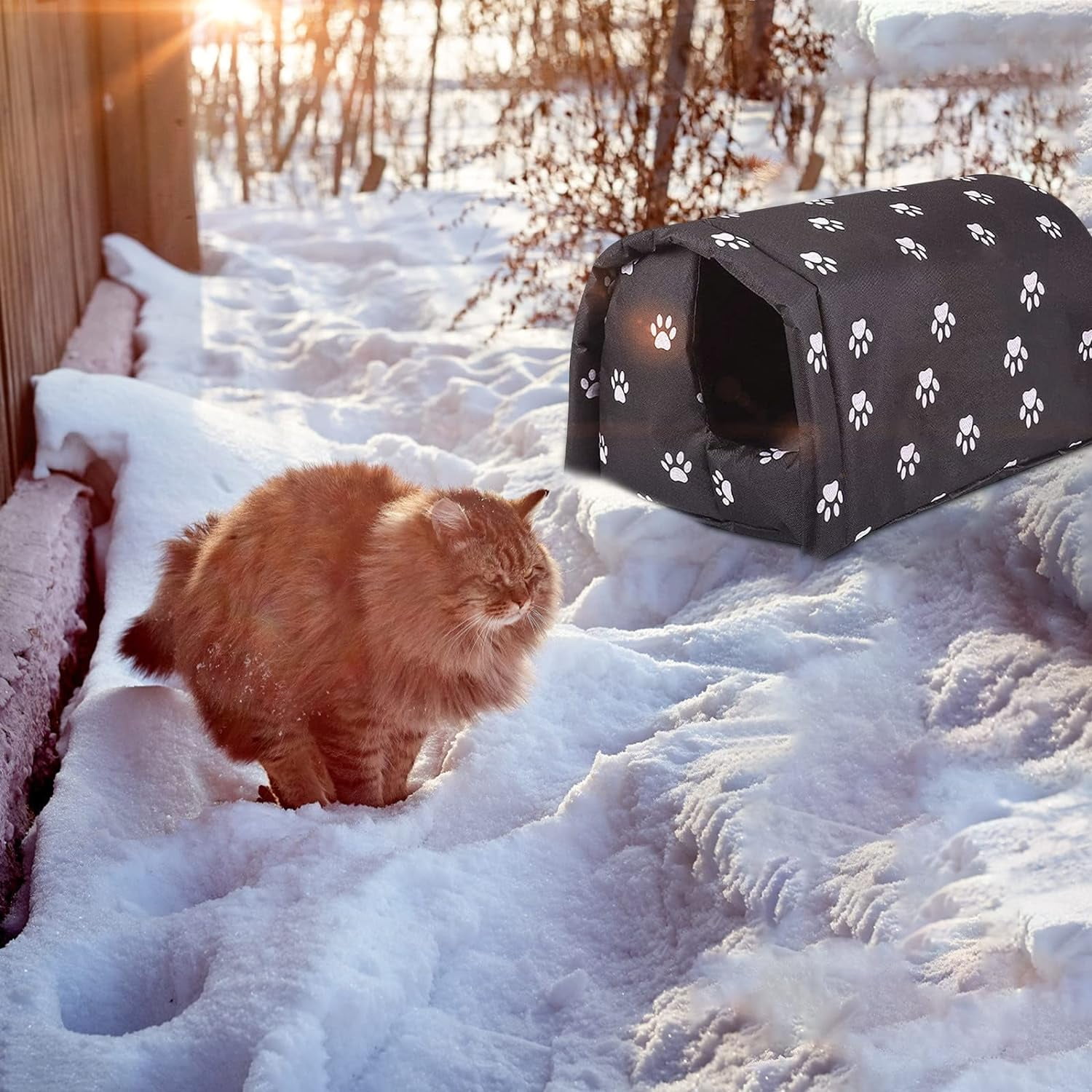 Feral Cat House Outdoor, Stray Warm Cats Shelter Weatherproof Outside Cat House Indoor Foldable, Outdoor Cat House for Winter Outside, 5.75'' x 17.72'' x 13.8