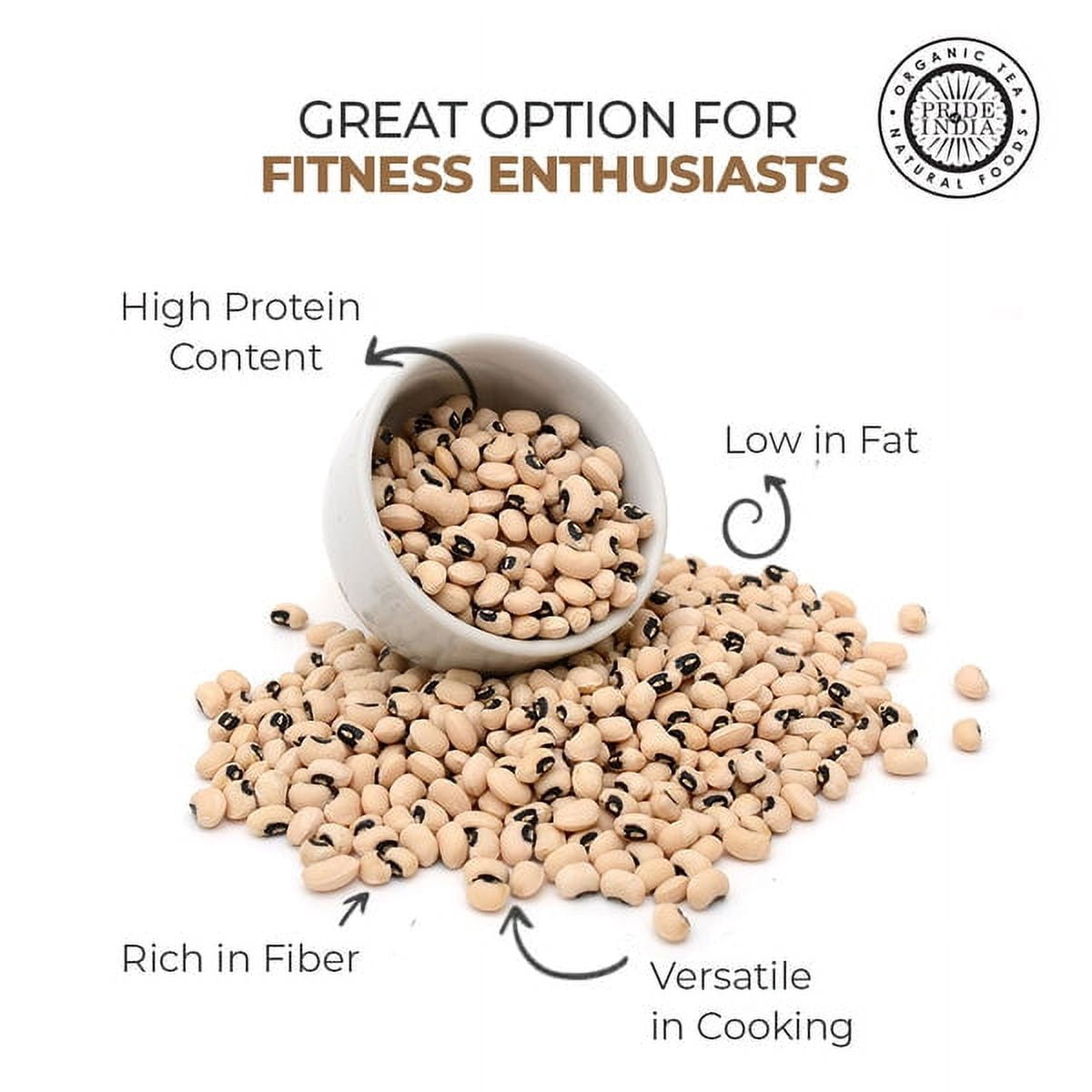 Pride Of India - PACK of 6 - Whole Black Eyed Peas - Lobia, 3 lbs Jar