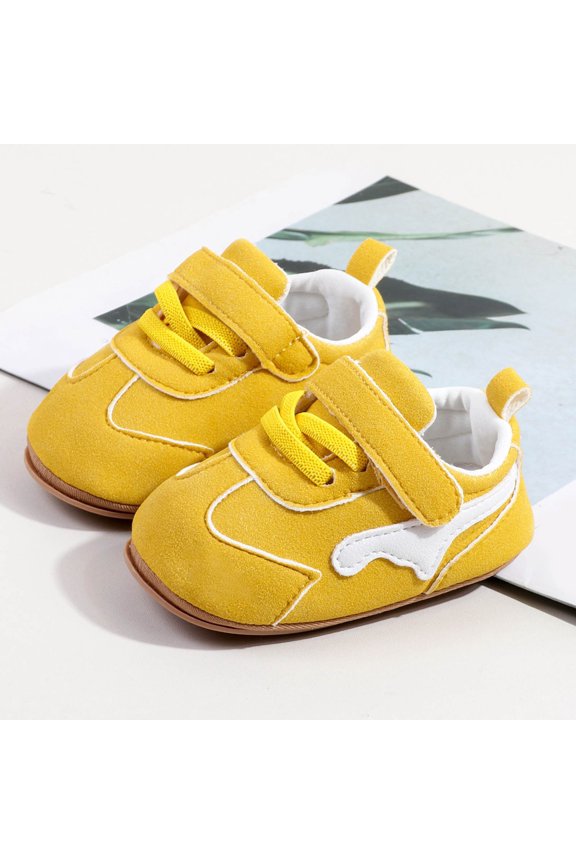 Baby Soft Sole Sneakers For Crawling Walking Lightweight Shoes Early Stages Indoor Footwear, 0-6 Months, Yellow