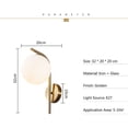 thumbnail image 5 of HYDTMS Glass Ball Wall Sconce Vintage Metal Gold 1 Light E27 Indoor Lighting, 5 of 5