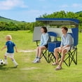 thumbnail image 4 of Costway Double Beach Chair with Adjustable Canopy Oversized Folding Camping Chair Navy, 4 of 10