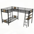 thumbnail image 5 of SpaceMax L-Shaped Twin over Twin Bunk Bed with Loft & Desk,Brown, 5 of 11
