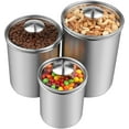 thumbnail image 3 of Canister Sets for Kitchen Counter, 3-Piece Stainless Steel Food Storage Container with Clear Glass Lids for Coffee Tea Nuts Sugar Flour, 3 of 5