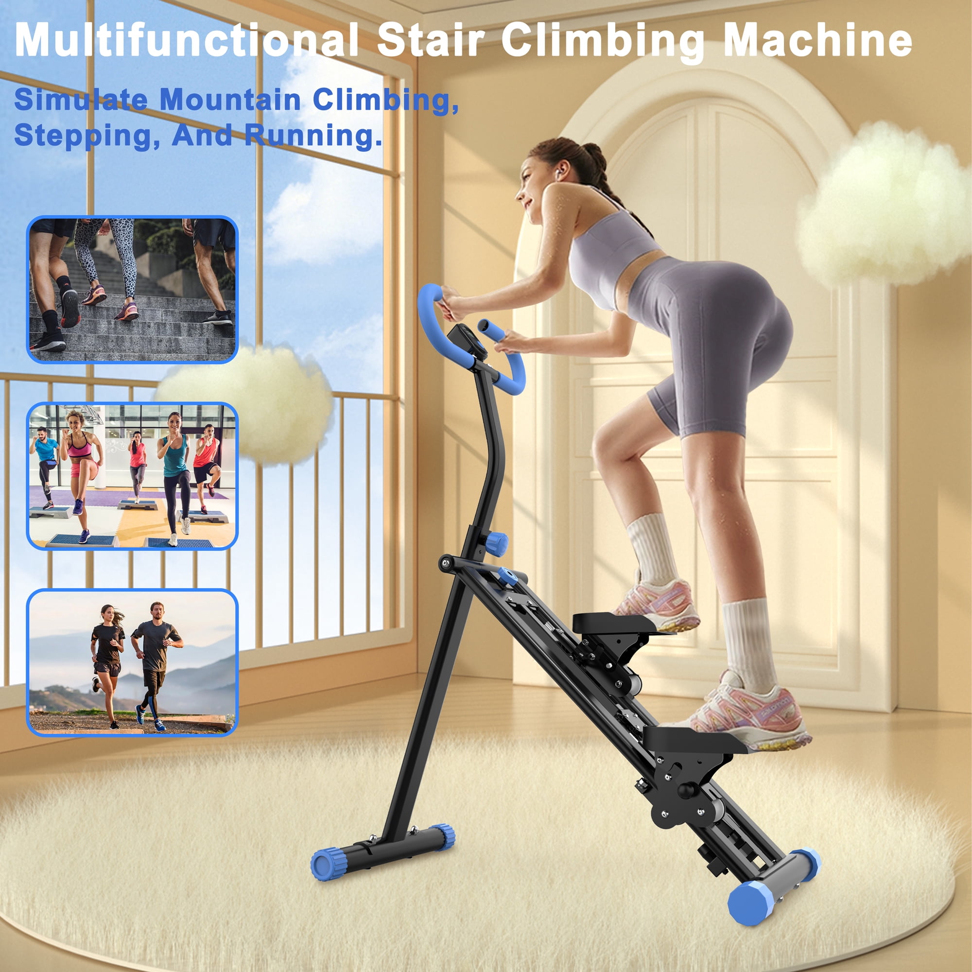 LiviNest Home Vertical Climber Machine: 20-Min Full-Body Workout - 0.5㎡ Space-Saving Foldable Fitness Equipment with Adjustable Handlebar & Digital Display - Stable Frame for Apartment Home Gym