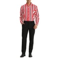 thumbnail image 2 of INSPIRE CHIC Men's Shirts Vertical Striped Long Sleeve Button Up Regular Fit Casual Shirt L Red White, 2 of 7