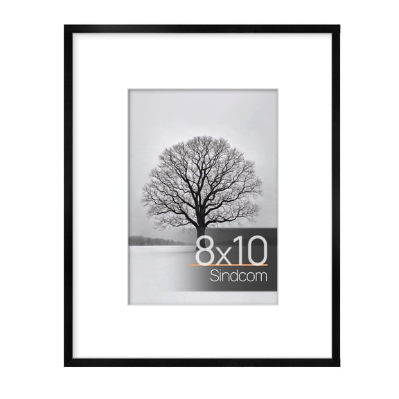 Sindcom Aluminum 8x10 Picture Frame Black, Metal Gallery Photo Frame for Photos, Posters, Art Prints, Wall Display, 1 Pack
