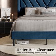 Castle Place Sophisticated Wingback Velvet Upholstered Twin Platform Bed, Black