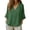 #203-Green, variant on Craaazy Women Casual 3/4 Sleeve Blouse, Solid Color V Neck Tops, Loose Fit Linen Cotton Blend Shirt for Daily Wear Gifts