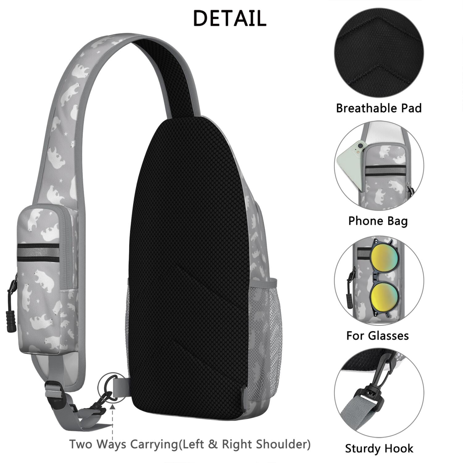 Sky Night Forest Design Travel Chest Bag for Women Men – Sturdy plastic buckle, Adjustable shoulder strap, Reversible strap – Artistic Pattern Design for Travel, Hiking, Outdoor