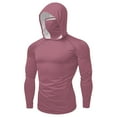 thumbnail image 2 of Aboser UPF 50+ Rash Guard Long Sleeve Workout Hoodies Athletic Bodybuilding Sun Shirts SPF UV Protection Shirt Plus Size Mask Hooded Tops Watermelon Red XXXXL, 2 of 9