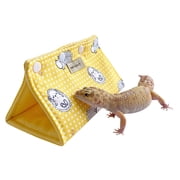 Small Reptile Gecko Hide Cave Portable Tunnel Hideaway for Leopard Gecko Hideout Dwarf Hamster Habitat Shelter Decor ( Yellow )