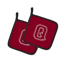 Caroline's Treasures CJ1032-QPTHD Letter Q Initial Monogram - Maroon and White Pair of Pot Holders, 7.5HX7.5W,