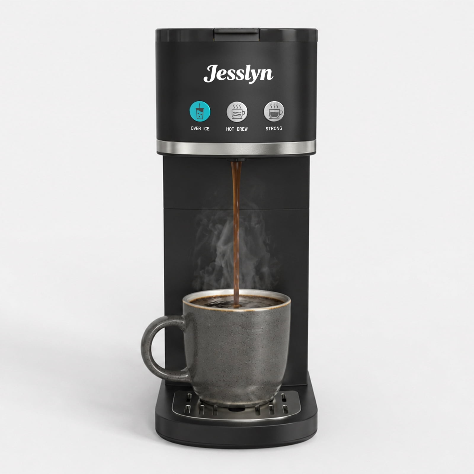 Jesslyn Single Serve Coffee Maker: Coffee Machine Compatible with K Cup Capsules & Grounds, Black
