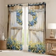 thumbnail image 2 of Homewish Rustic Farmhouse Teens Curtains Pack of 2 (42x84 Each), Blue Yellow Flower Floral Curtains Blackout, Old Barnn Door Bedroom Curtains, Black Out Curtains Bedroom Decor, 2 of 6