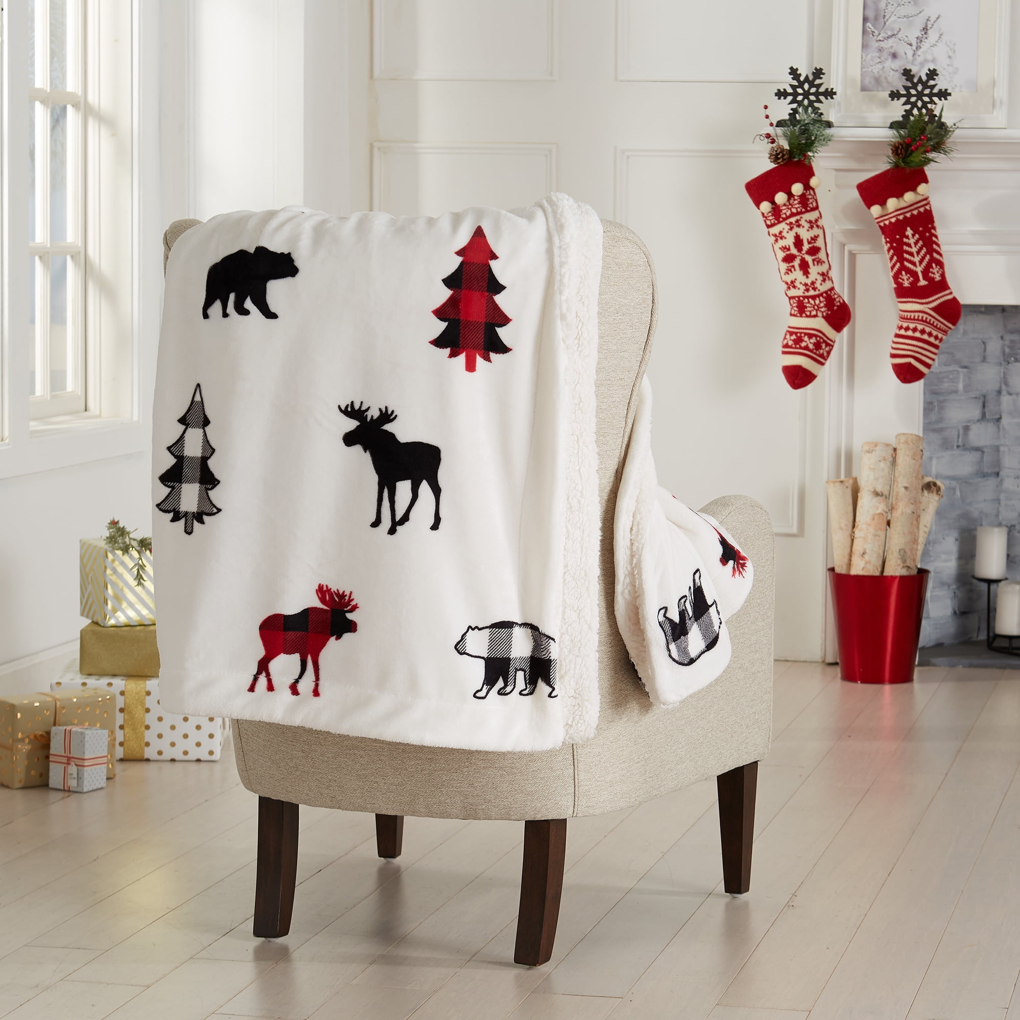 Great Bay Home Rustic Lodge Velvet Plush Warmest Throw (50" x 60" Throw