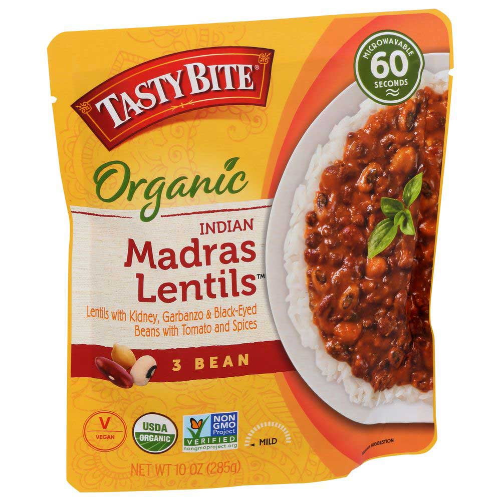 Tasty Bite Organic 3 Bean Madras Lentil, 10 Ounce -- 6 per Case.